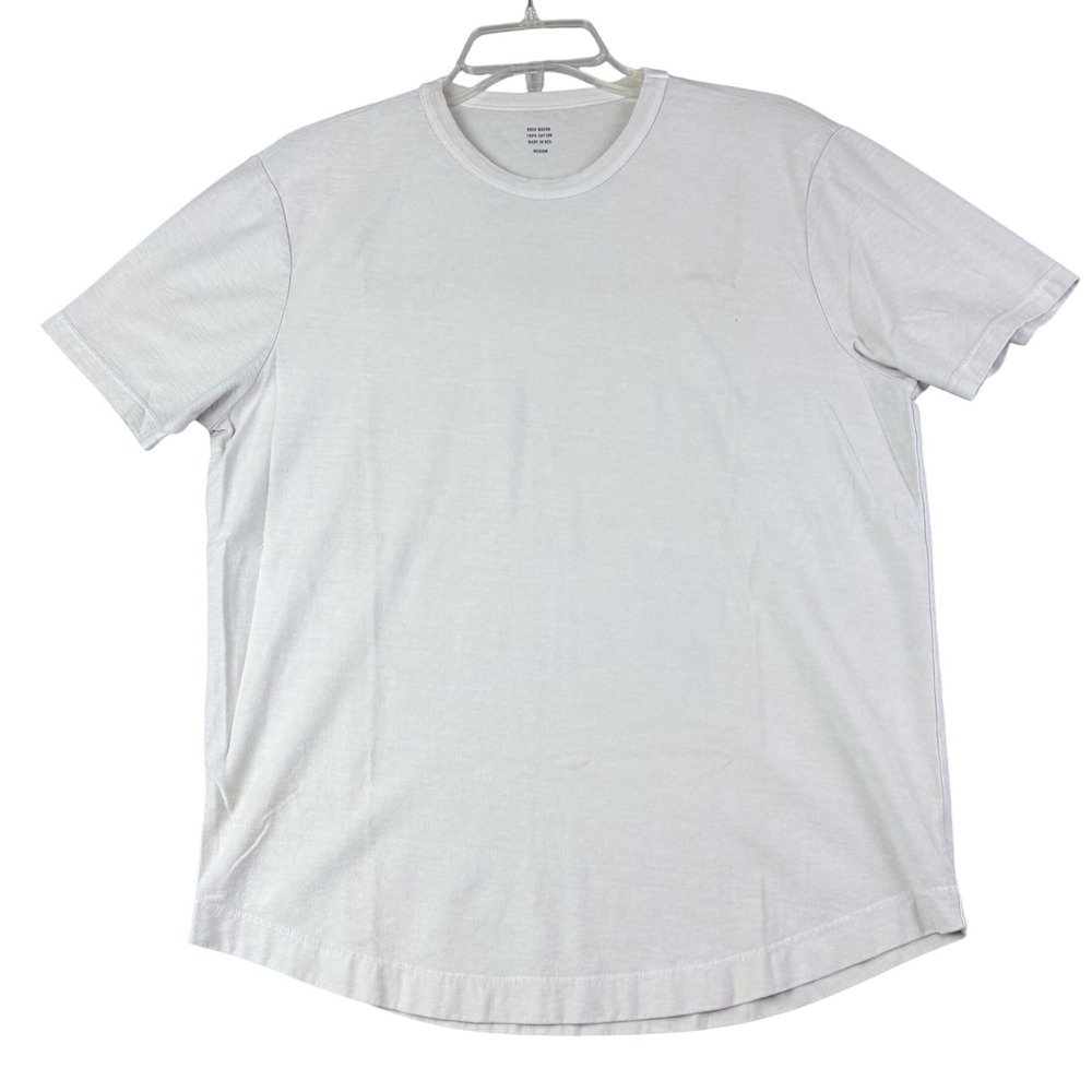 Buck Mason M Off-White Cotton Curved Hem Short Sleeve Tee Shirt USA Made **Flaw